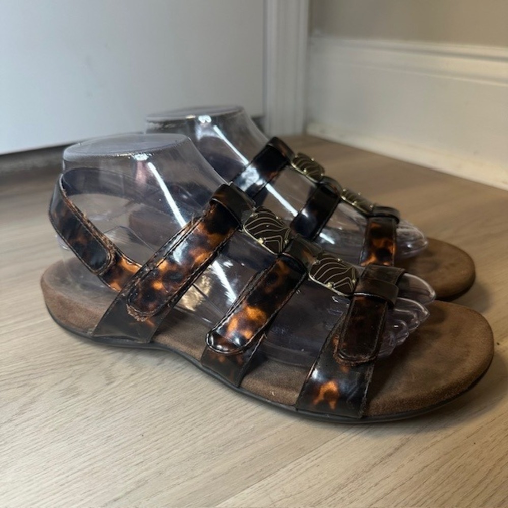 Vionic Amber Tortoiseshell Strappy Wedge Sandals Women's Size 7 Comfort - Picture 4 of 8